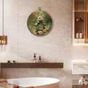 FUGWN Vintage Easter Bunny Round Wall Art Decor Framed, Rustic Farmhouse Bunny Canvas Artwork Prints, Cottagecore Landscape Rabbit Wall Hanging Decorations for Home Bedroom Living Room, 10x10 Inch