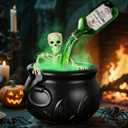 Halloween Decorations Indoor-DIY Floating Potion Skeleton Decor with Magic Floating Potion Bottles and Mist Make-Vintage Black Witches Cauldron for Home Table Mantel Kitchen Room