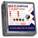 Trademark Supplies Tarp Cover 20X20 Silver/Black Heavy Duty Thick Material, Waterproof, Great for Tarpaulin Canopy Tent, Boat, RV Or Pool Cover!
