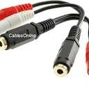 2-Pack 6-inch 3.5mm Stereo Female to Dual 3.5mm Mono Male Left/ Right Adapter Cable, AV-Y16-2