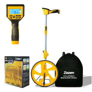 Zozen Measuring Wheel in Feet and Inches, Mechanical/Double Collapsible/One Key to Reset/Kickstand to Keep Stand/Starting Point Arrow and Cloth Carrying Bag, 09,999 Ft Measure Wheel.