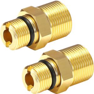 Water Outlet Fitting for Gas Powered Pressure Washer Pumps, M22 Male to 3/8" Male Adapter, Replacement for Simpson Cleaning 7106686, Gold, 2 Pack