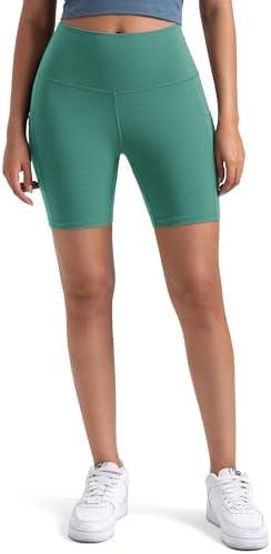 Colorfulkoala Women's High Waisted Biker Shorts with Pockets 6" Inseam Yoga Tummy Control Short.M