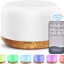 Oil Diffuser Humidifier 300ML,Electric Ultrasonic Air Aroma Diffusers Vaporizer,Scent Mist Defuser with Remote,Auto-Off,7led Color Changing Light for Large Bed Room,Home,Office (Light Wood Grain)