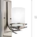 Kichler Hendrik 12" Wall Sconce in Brushed Nickel, 1-Light Modern Wall Mount Light with Satin Etched Cased Opal Glass, (12" H x 5.25" W), 5076NI, 24.75 in