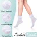 Geyoga 3 Pairs Halloween Women Ruffle Socks Turn Cuff, Double Lace Ankle Socks Cotton Lace Frilly Sock for Ladies (Rose Red, White, Black)