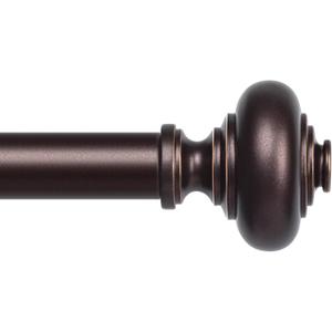 Bronze Curtain Rods for Windows 48 to 84 Inch, Decorative Heavy Duty Single-Side Adjustable 1'' Antique Brown Curtain Rod, Vintage Rustic Metal Drapery Pole for Farmhouse Bedroom Living Room