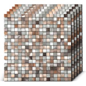 10-Sheet Peel and Stick PVC Mosaic Tiles with Peel and Stick Backing for Kitchens and Bathrooms. (Three colors mixed and matched)