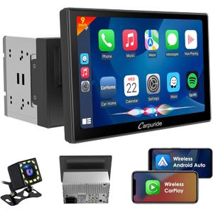 Carpuride YT09S IPS Double Din Car Stereo Radio Screen for Apple CarPlay and Android Auto, 9" Double Din Radio with Backup Cam, Siri, SWC, FM/ AM, Mirror Link, Navigation, SD Card & USB Playback