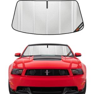 Windshield Sun Shade for Ford Mustang 2010-2012. Full Coverage Rearview Mirror Shade for Ultimate Protection (Silver)