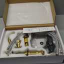 Brushed Gold Bathroom Faucet GGStudy 2 Handles 3 Holes Widespread Bathroom Sink Facuet Farmhouse Washingroom Faucet Mixer Tap