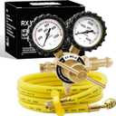 RX WELD Nitrogen Regulator with 0-1000 PSI CGA580 Inlet, Delivery Pressure Equipment Brass Inlet Outlet Connection Gauges with Refrigeration Hose