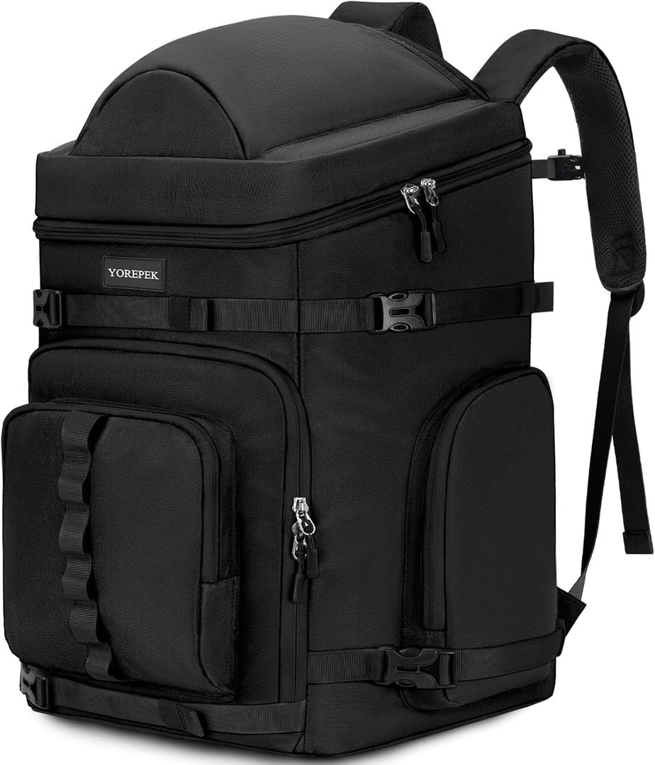 YOREPEK 65L Ski Boot Bag Backpack with 8 Pockets, Waterproof Ski Snowboard Boot Bags for Air Travel, Ski Gear Bag Backpacks for Boots, Helmet, Goggle, Gloves, Pants, Jacket, Accessories for Adults (Black)