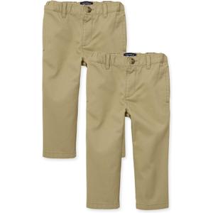 The Children's Place Baby-Boys and Toddler Stretch Relaxed Straight Chino Pants (2T, Flax 2-pack)