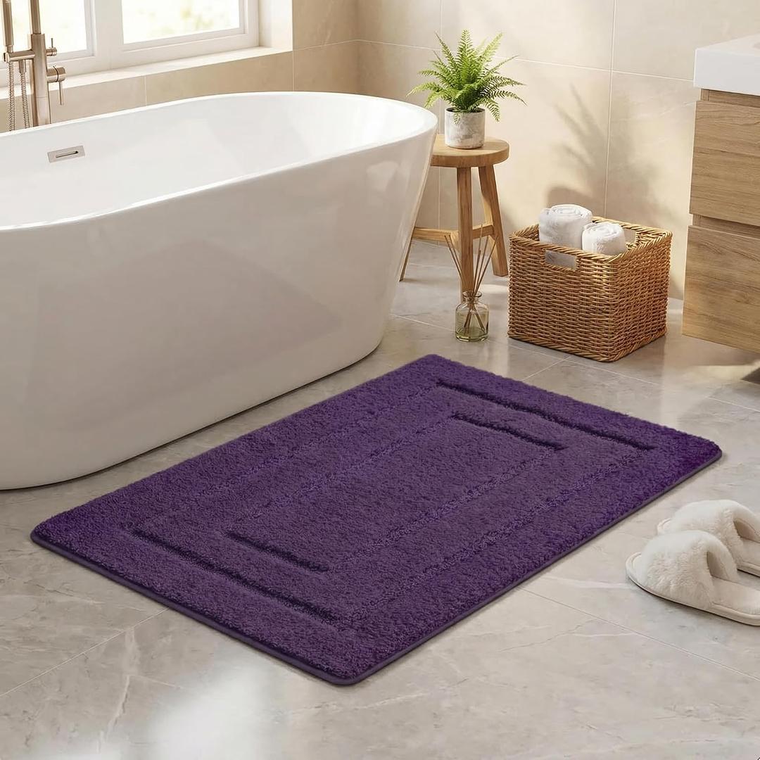 GRANNY SAYS Bathroom Rugs Non Slip, 32" x 20", Bath Rugs for Bathroom Washable, Bath Mats for Floor, Microfiber Mat for Tub, Absorbent Rugs for Shower Room, Purple