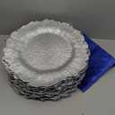 24 Pack Black Charger Plates Bulk, 13" Plastic Reef Chargers for Dinner Plates, Round Charger Plate with Floral Reef Design for Dinner Wedding Party Table Setting Decoration