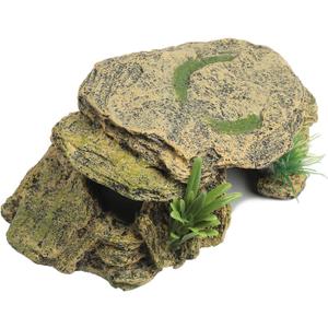 IBWell Leopard Gecko Hide Small Reptile Hides Resin Mini Reptile Basking Rock Humid Hide Turtle Cave Lizard Hide Reptile & Amphibian Habitat DCor