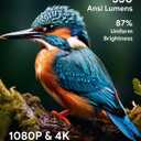 Built-in Battery Portable Projector with WIFI and Bluetooth, Built-in Stand 270 Tilt, 3ft Short Throw for 150" Display, 1080P Supported & 350 ANSI, for Home Outdoor Ceiling and Floor Movie Watching (Black)