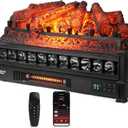 TURBRO Eternal Flame 26 in. WiFi Infrared Quartz Electric Fireplace Log Heater with Sound Crackling, Realistic Pinewood Logs, Adjustable Flame Colors, Remote Control, Thermostat, Timer, 1500W Black