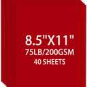 Cardstock 8.5 X 11, 40 Sheets Christmas Red Card Stock, 75lb/ 200gsm Copy Paper, Cardstock Printer Paper for Art, Drawing, Invitations, DIY Cards, Craft, Construction, School & Office Supplies