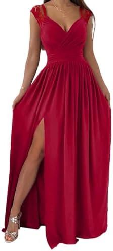 Dokotoo Womens 2026 Formal Dresses Wrap V-Neck Ruched Sexy Bridesmaid Wedding Guest Maxi Dresses Size medium