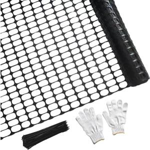 PotatoLife Plastic Mesh Fence Safety Fence, Extra Strength 4'x100' Roll with 100 Zip Ties, Resuable Temporary Netting for Garden Fencing, Construction, Snow Fencing, Animal Barrier, Poultry, Deer, Dog