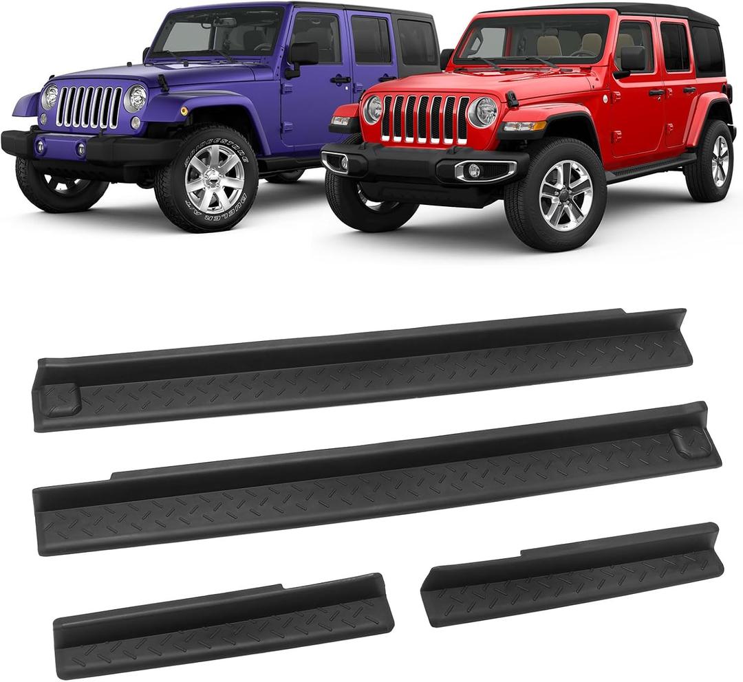 Door Sill Guards Kit Door Entry Guards Protector Wrangler JK Unlimited JKU 4 Door 2007-2018 Front & Rear JK Door Entry Edge Threshold Protection Decor