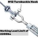 Goaste 2 Pack 1/2 Inch M12 Turnbuckle Hook, Hot Dipped Galvanized Steel Jaw and Jaw Turnbuckle, Heavy Duty Turnbuckle with 2205 lbs Working Load Limit for Tractor Sun Shades Cables Tent Installation