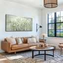 MLART99 Modern Artwork Wall Decor White Flowers Picture Art 24"x48" Plant Wall Art Decorations for Living Room Office