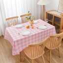 Pink and White Gingham Buffalo Check Checkered Tablecloth - 60" X 102" Rectangle Tablecloth Oblong Polyester Pink Plaid Table Cover Reusable Water Resistant for Spring Valentine Holiday Picnic Dinner