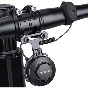 Electric Bike Horn 120dB - 4 Sound Modes & Volume Adjustable, Suspension Mounted Bicycle Horn with Rechargeable Battery, Bike Bell for Adults Kids Bike/Ebike/Scooter, Waterproof Bike Accessories