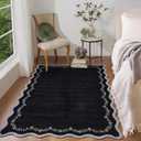 GarveeHome 3x5 Scalloped Washable Area Rug Non Slip Bedroom Entryway Rug