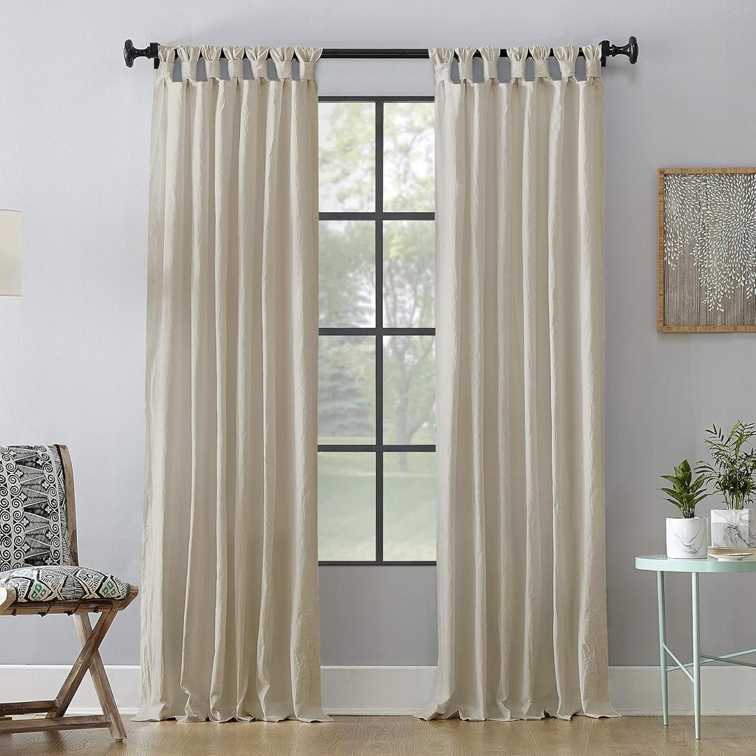 Archaeo Washed Cotton Twist Tab Curtain, 52" x 95", Oatmeal