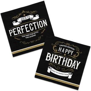 Birthday Party Supplies Disposable Paper Napkins 3-ply Beverage Napkins for Happy Birthday Party Decorations,6.5X6.5 in, 50-Pack)