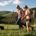 Brazos Handcrafted Wood Walking Stick, Twisted Oak, Backpacker Style Handle, for Men & Women, Made in The USA, 58 Inch