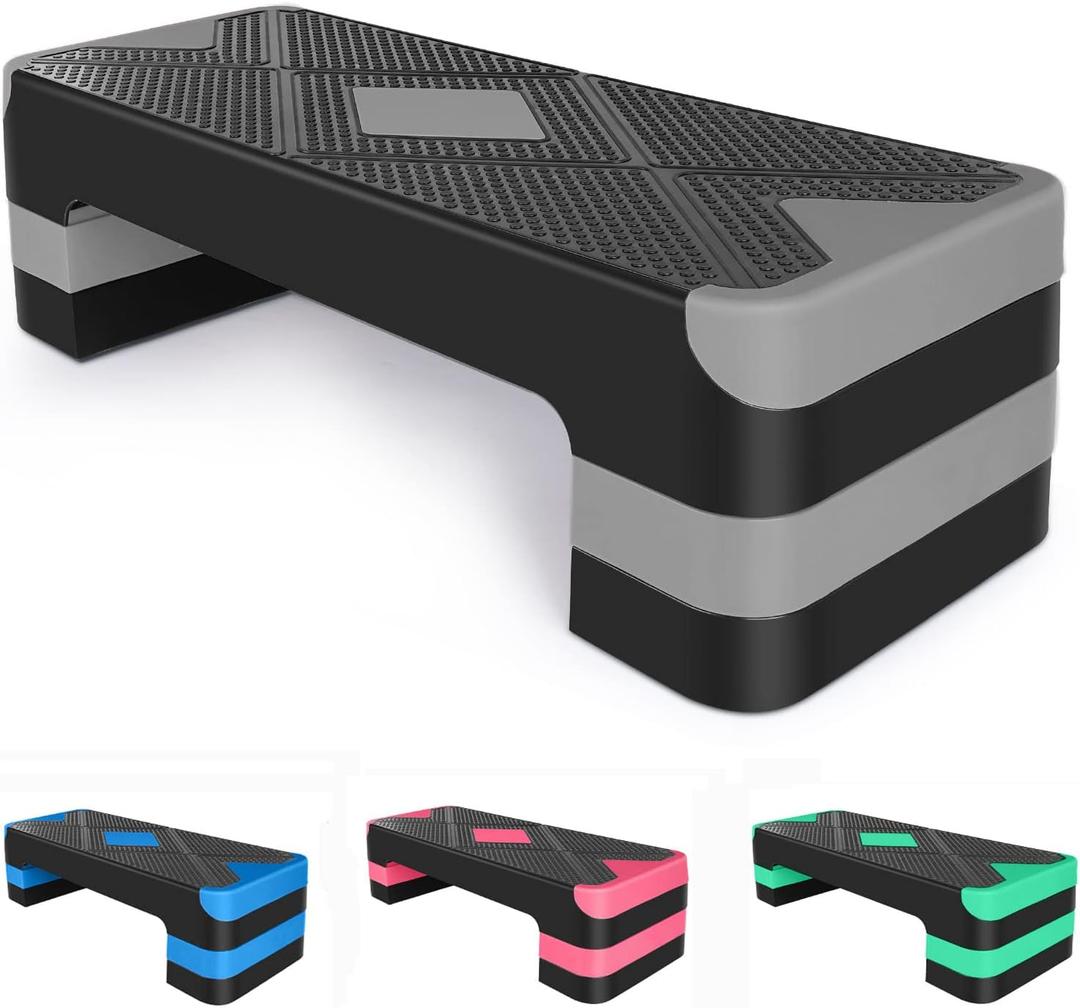 HaoKang Adjustabl Aerobic Stepper Fitness Step Platform Health Workout for Sports Training Black-Grey