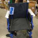 Drive Medical Blue Streak Lightweight Wheelchair - Portable Folding Mobility Aid - Swing-Away Footrests - Desk Arms - Durable Steel Frame - Easy Transport & Storage - 18-Inch Seat
