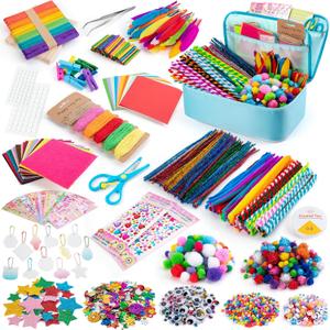 Sundaymot Arts and Crafts Supplies for Kids, 2000+Pcs DIY Craft Kits, Ages 6-10, Educational Preschool and Homeschooling Arts Programs, Children Craft Kits, Christmas Gifts for Boys and Girls.