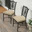 Outdoor Chair Cushions, Fade-Resistant & Water-Resistant, D Shaped Patio Furniture Seat Chair Pads Replacement with Ties, Non-Slip Bottom, Removable Cover, Set of 2, 17 x 16 Inch, Natural