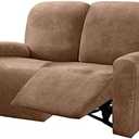 ULTICOR Reclining Love Seat Slipcover, 48" - 65" L, 6-Piece Velvet Stretch Loveseat Reclining Sofa Covers, 2 seat Love seat Recliner Cover, Thick, Soft, Washable (Sand)