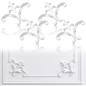 Pangda Corner Wall Molding French Style Wainscoting Panels Flora Moulding Corner Panel Wall Molding Kit for Cabinet Picture Frames Decor, Not Include Glue(4 Pcs,Fleur De Lis Style)