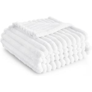 Bedsure GentleSoft White Fleece Blanket for Couch - Cozy Soft Blankets for Women, Cute Small Throws for Girls, 50x70 Inches