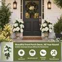 2 Pack Hydrangea Artificial Tree Flowers for Outdoor Faux Bush Plant | Realistic Faux Hydrangea Topiary Plant for Porch, Indoor Outdoor Entryway, Wedding, Home Office Decor, Warming House Gift