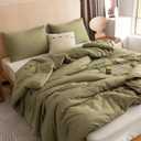 ROSGONIA Oversized King Comforter Olive Green, 3pcs(1 Comforter & 2 Pillowcases) Lightweight Oversized King Size Comforter Sets Bedding Blanket Quilts