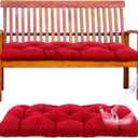 Wenqik Outdoor Bench Cushion 36 x 14 x 4 Inches Waterproof Bench Cushion for Outdoor Furniture Soft Thicken Porch Swing Pad with Ties for Indoor Garden Patio Seat(Red,Classic)
