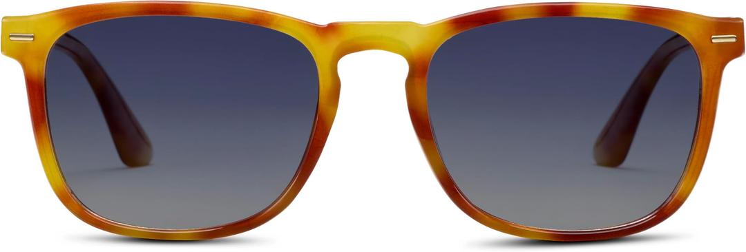 Peepers by PeeperSpecs Men's Palmer Sun Polarized Soft Square Sunglasses, Amber Tortoise, +0.00