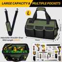 NECKORY Tool Bag, Portable Tool Box Organizer Adjustable Shoulder Strap, Carry Tool Tote Heavy Duty Tool Storage Bag With Wide Mouth,Tool Bags for Men Mechanic EngineerGift - L, Army Green & Black