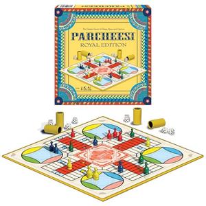Parcheesi Royal Edition by Winning Moves Games USA, Classic Family Favorite Featuring Charming Artwork, Tokens and dice Cups for 2-4 Players, Ages 8+ (6106)