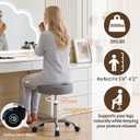 FIRAVOE Hair Cutting Stool for Stylist (300lbs Capacity) (Sturdy Aluminum Base) Pedicure Chair for Nail Tech (Gray), No Back & Footrest
