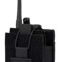 2 x Adjustable Radio Pouch MOLLE Radio Holder for Tactical Duty Belt Two Ways Radio Holster Walkie Talkies Case Rifle Mag Carrier 5.56mm 7.62mm Magazine Nylon Carry Bag for Police Security Rescue (Black)